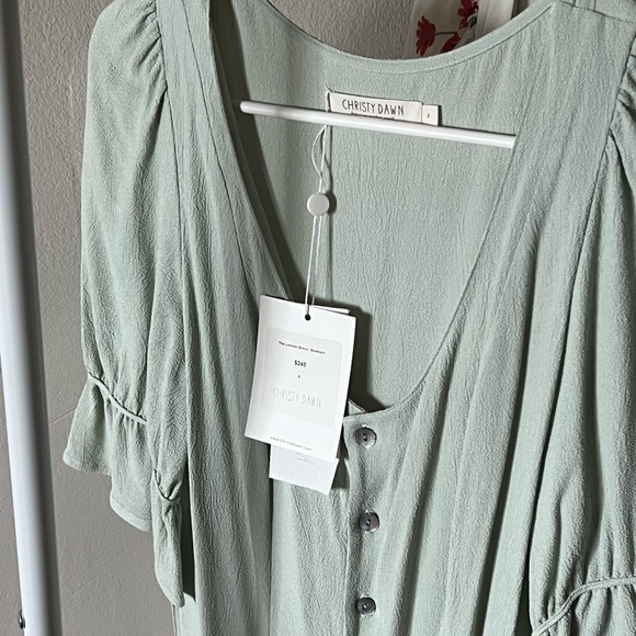 NWT Christy Dawn Lennon Midi Button Down Dress In Seafoam Green S…